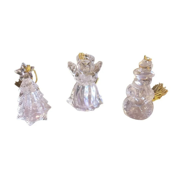 GORHAM Set 3 Snowman Tree & Angel Lady Anne Crystal Christmas Xmas Tree Ornament - Picture 3 of 7